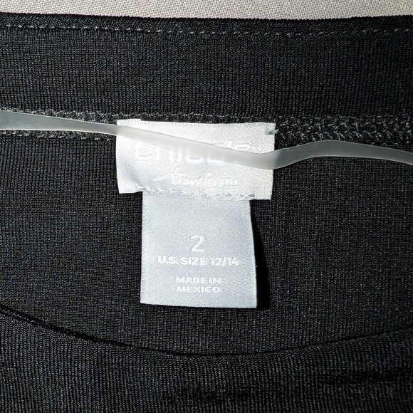 NWT Chico's Black Sing Cold Shoulder Top Womens 2 Short Sleeve Shirt - Picture 6 of 10